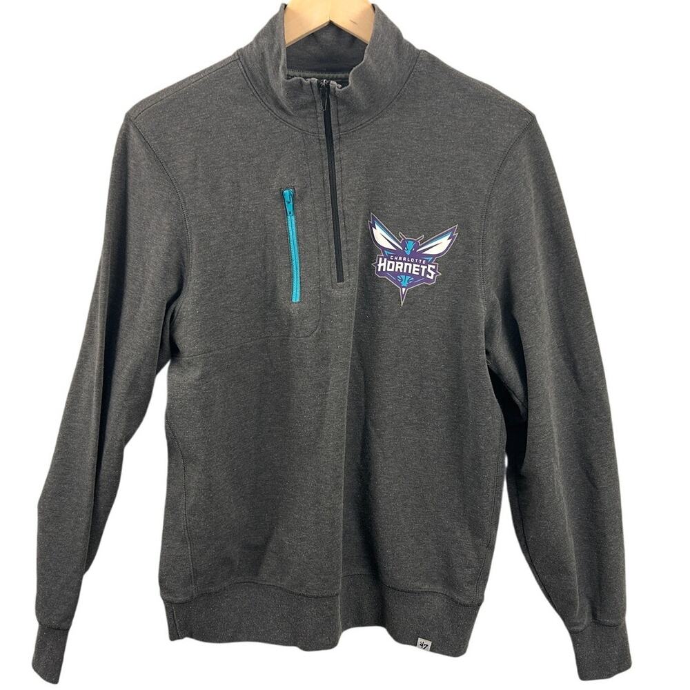 47 Forward Charlotte Hornets Quarter Zip Pullover Men’s S Gray Teal Logo